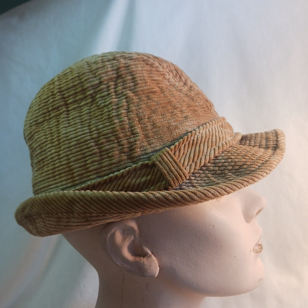 Vintage Tan Corduroy Hat Made In USA XS